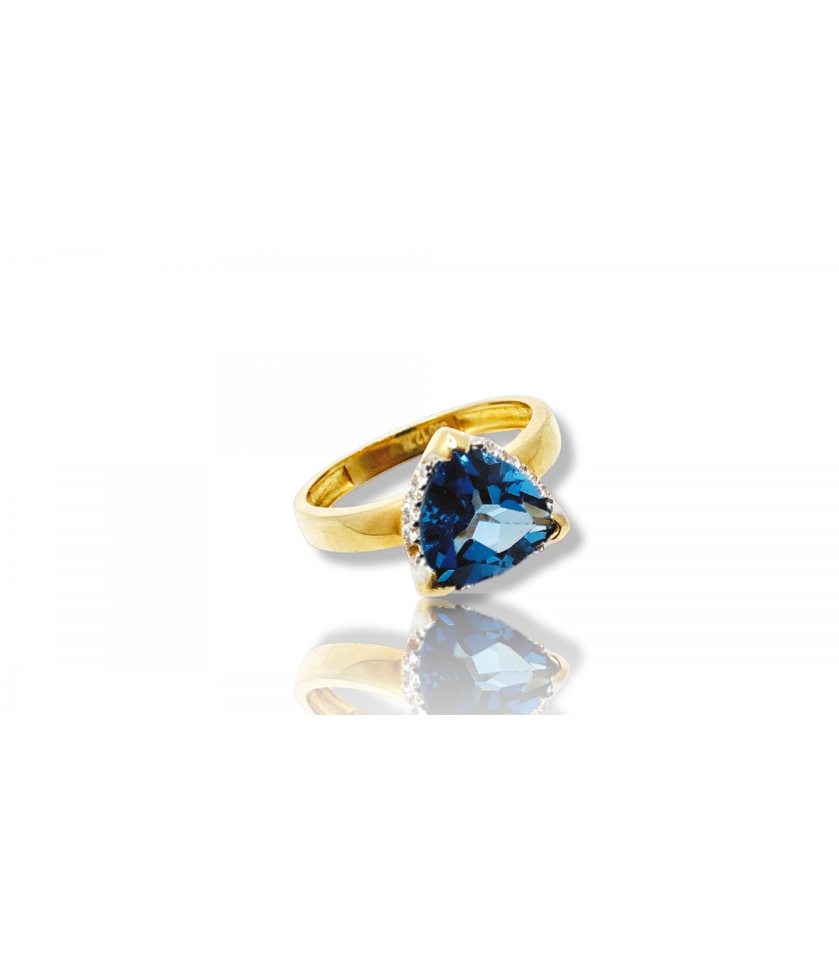 Silver Sterling Shiny Sky Blue Stone Ring - Khushbu Jewellers