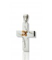 14K White Gold Cross for Woman with Rose