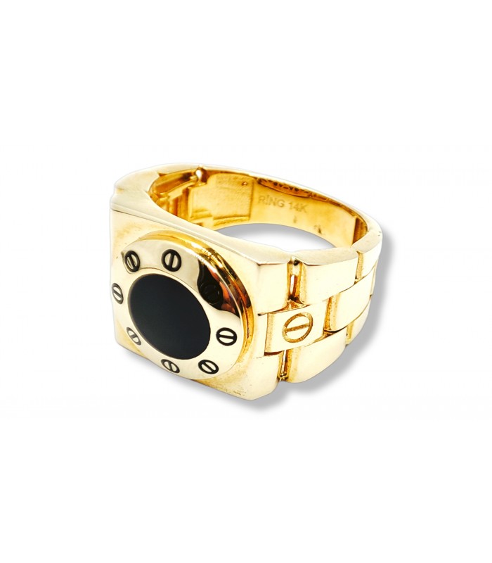 14K Gold Ring for Man with onyx stone