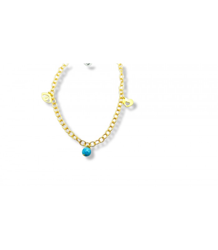 14k Gold Bracelet for Women with Turquoise