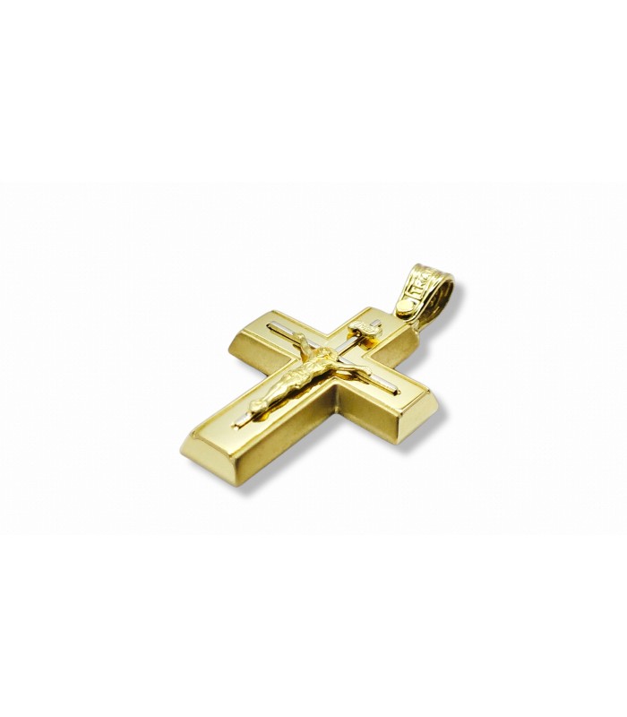 14k Triantos two tone Gold Cross with Crucifix