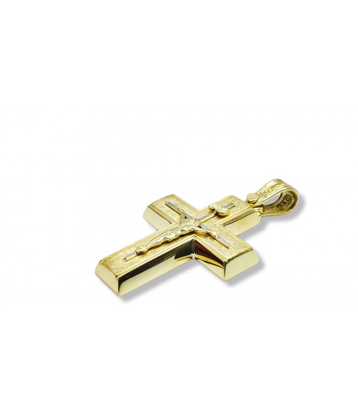 14k Triantos Brushed Gold Cross with Crucifix