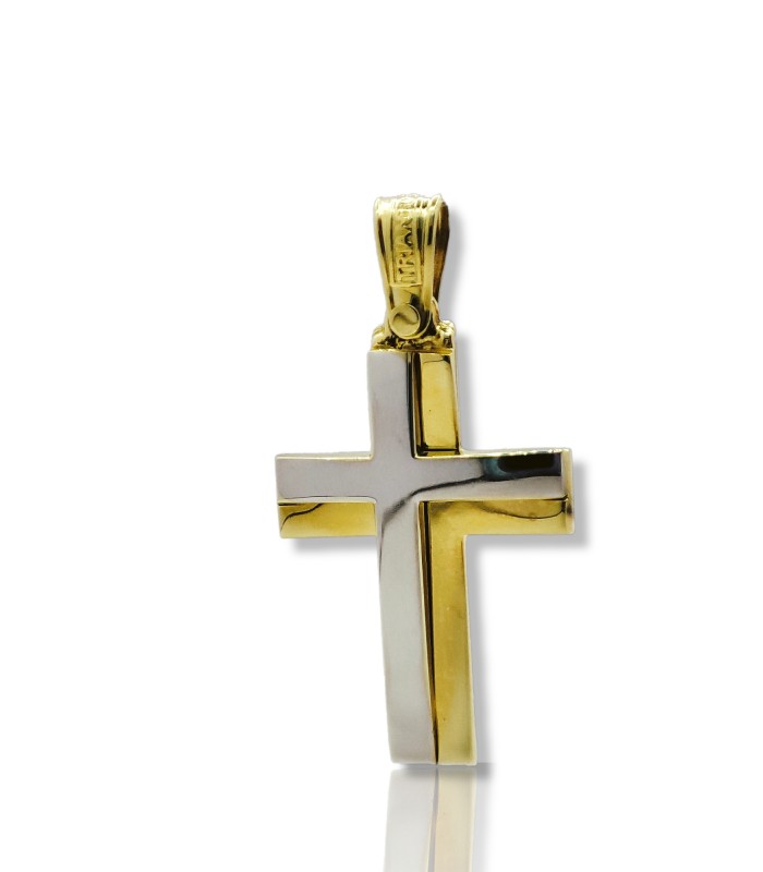 14k Triantos two tone Gold Cross for Baptism