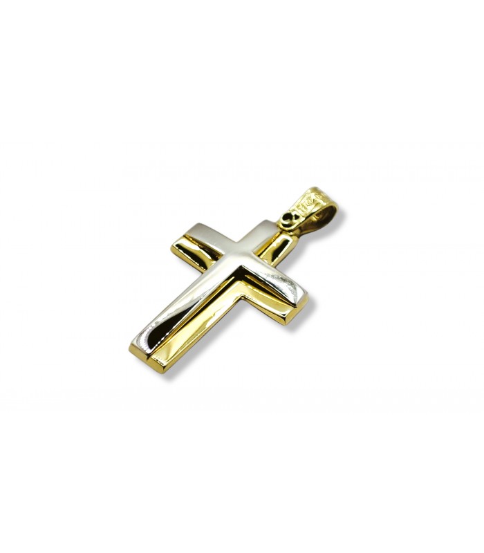 14k Triantos two tone Gold Cross for Baptism